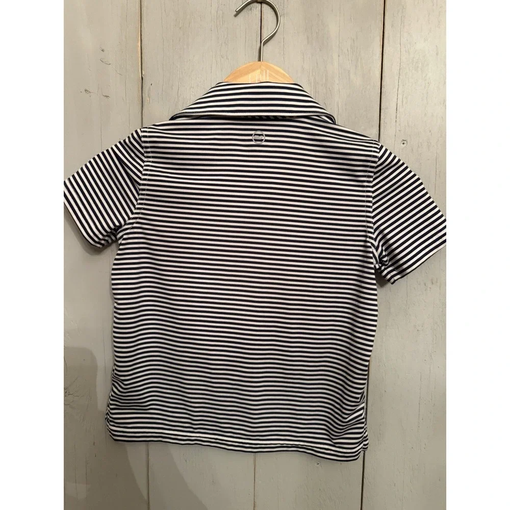 Vineyard Vines Shirt Boys 5 Blue White Striped Sankaty Polo Performance